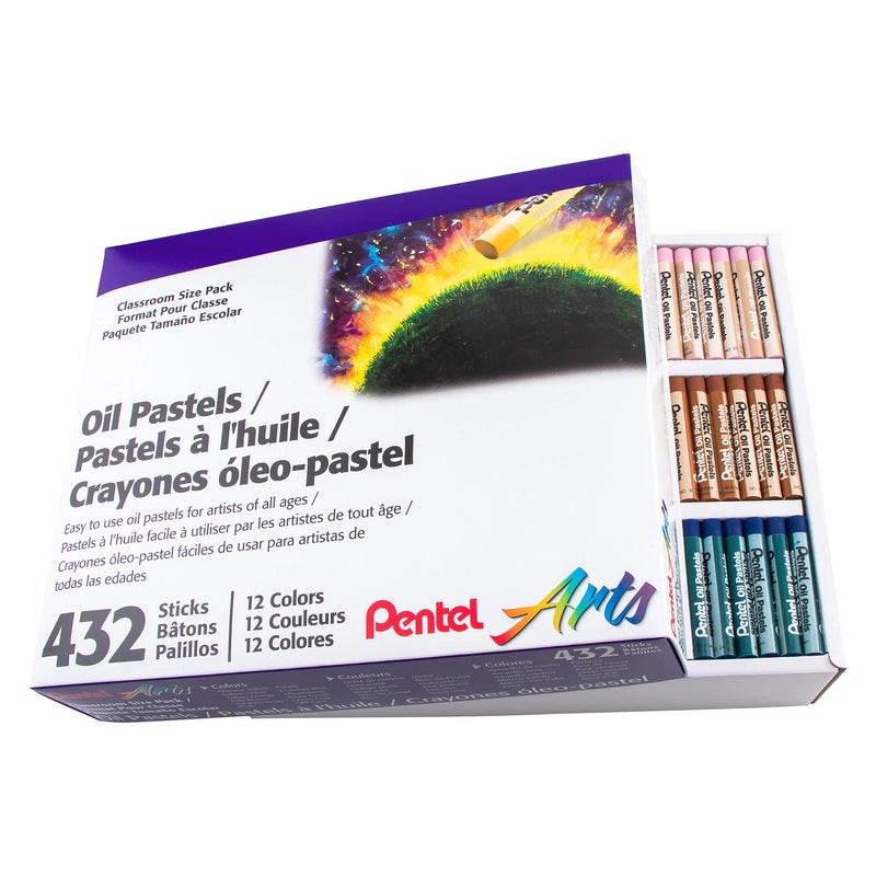 Pentel Arts Oil Pastels - 432 Piece Classroom Size Pack (PHN-12CP2) - Image 1
